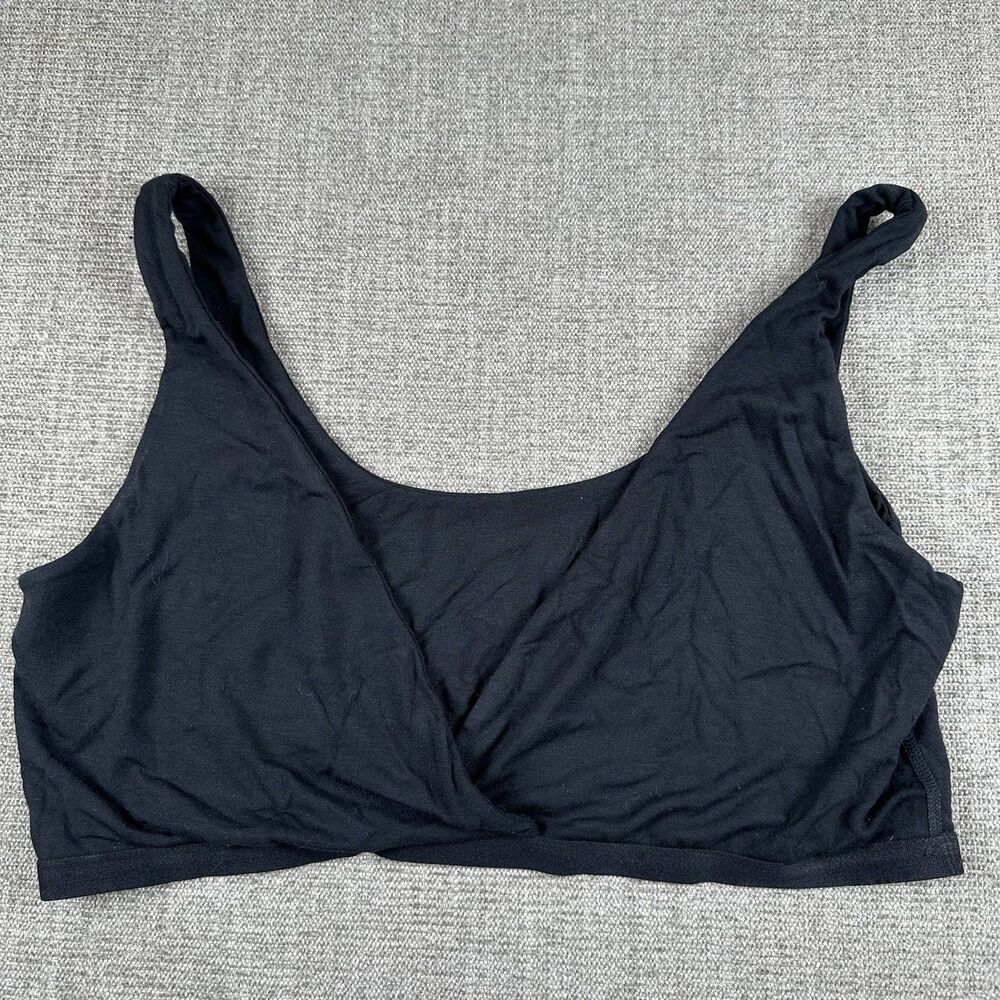 Shinesty Womens Black Solid Bralette Style Bra Top Crossover Front Straps XL